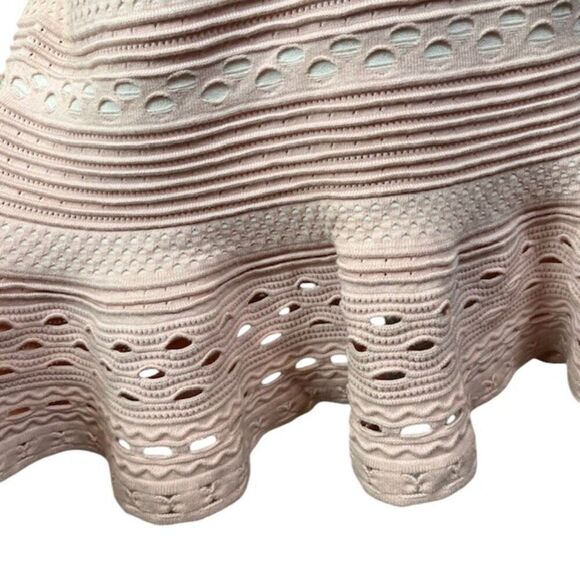 Milly Pink White Cutout Mermaid Dress Stretch Knit Sleeveless Zip Back Medium - Picture 4 of 14